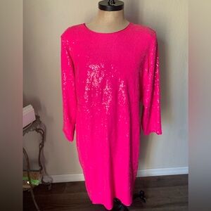 Torrid Pink Sequin Long Sleeve Dress